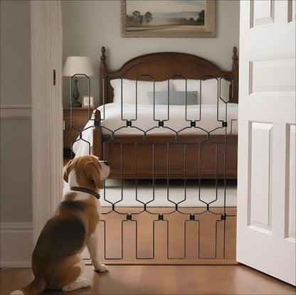 brenzo Retractable Dog Gate for Front Door, Sturdy Chew-Resistant Metal Pet Barrier with Adjustable Safety Gate for Doorways, Stairs, Hallway, Kitchen, Easy Installation, 30.7" Tall x 30.7" Wide