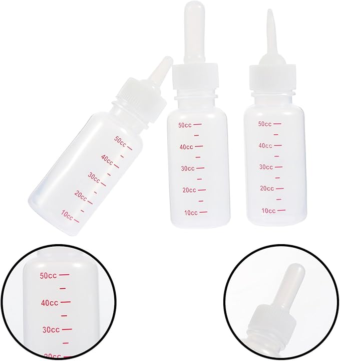 Luxshiny 3Pcs Small Portable Pet Nurser Bottles Scale Milk Feeding Bottles with Elastic Nipples for Kittens Puppies Newborn Animals Safe Odorless Material