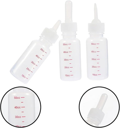 Luxshiny 3Pcs Small Portable Pet Nurser Bottles Scale Milk Feeding Bottles with Elastic Nipples for Kittens Puppies Newborn Animals Safe Odorless Material