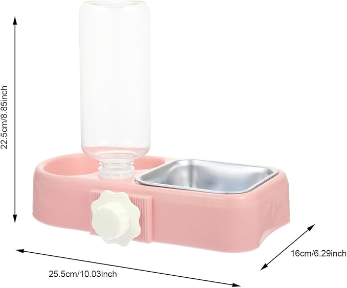 UKCOCO Automatic Hanging Dog Bowl and Cat Water Feeder Set, Detachable Anti-Skid Pet Feeding Bowls for Cages, Suitable for Puppies and Small Dogs, Pink Color with Food-Grade Material
