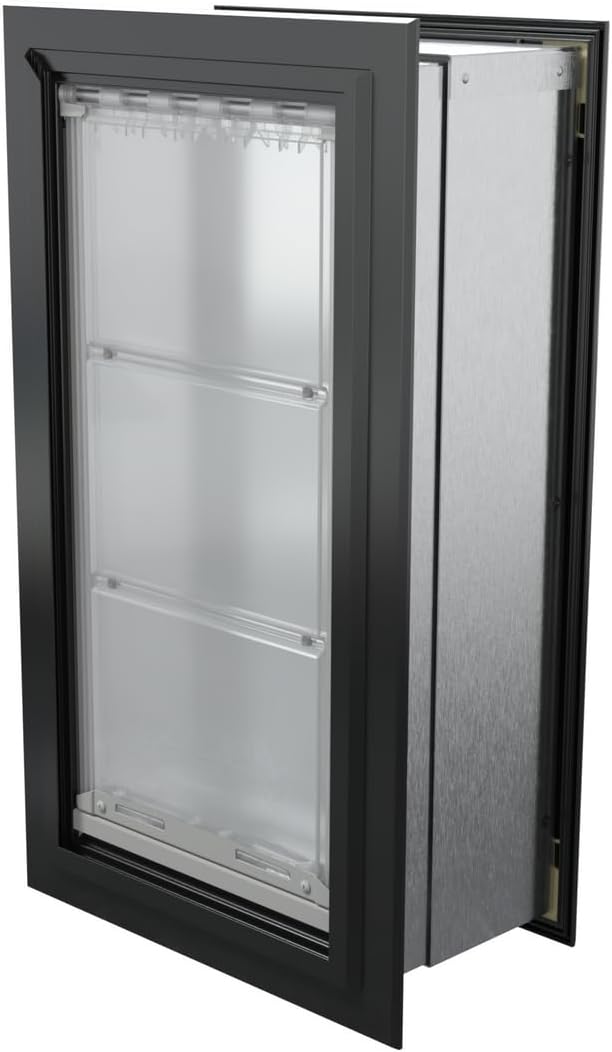 Endura Flap Pet Door for Walls in Black | Energy-Efficient Single Flap Design for Wall Installations | All-Weather Protection with All-Metal Telescoping Tunnel | Black, Large, Single Flap
