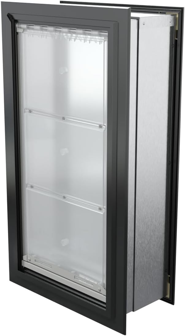 Endura Flap Pet Door for Walls in Black | Energy-Efficient Single Flap Design for Wall Installations | All-Weather Protection with All-Metal Telescoping Tunnel | Black, XXL, Single Flap