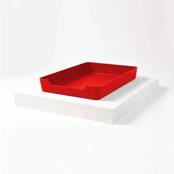 Doggy Bathroom Potty Tray and Training Pad Holder with Protective Walls (Red, Regular)
