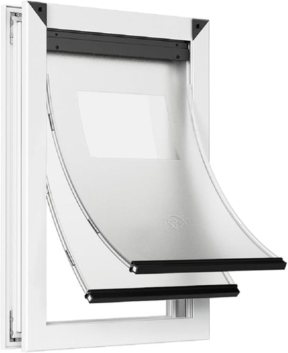 Rescumascer Aluminum XL Dog Door for Door, Dog Door with Two Sliding Lock Panels for Extreme Weather, Pet Door for Dogs up to 220lbs