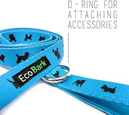 EcoBark Dog Leash - Soft & Reflective Comfort Leashes with Padded Handle - Safe, Strong, & Durable for Small, Medium or Large Dogs (Sky Blue)