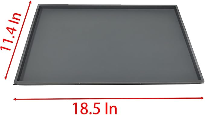 Pet Feeding Mat, 18.5 Inch x 11.4 Inch Silicone Black Waterproof Anti-Slip Bowel Met for Pet Food and Water (Black, m)
