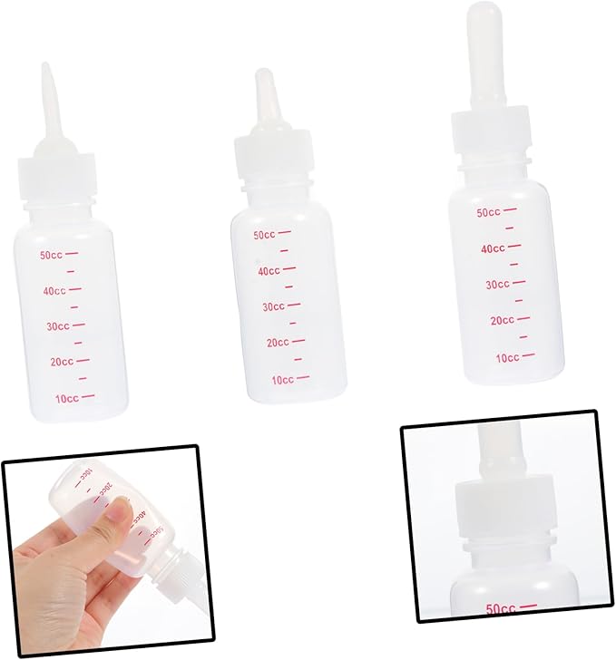 YARNOW Portable Nurser Bottles Set 3pcs Plastic Feeding Bottles Kitten Milk Replacement Liquid for Newborn Pets