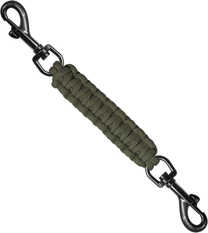 Dog Collar Safety Clip, Collar Companion, Handmade Backup Safety Strap, Double-Ended Clip Leash Connector, Suitable for Dog Harnesses, Prong, Pinch Collars (Army Green, 1 Pack)