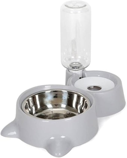 Dog Feeder Water Bowls Set Stainless Steel Bowl Water Dish Automatic Water Bottle Dispenser Easy to Clean Pet Automatic Feeder and Waterer Dog Water Bowl Dispenser Set, Blue