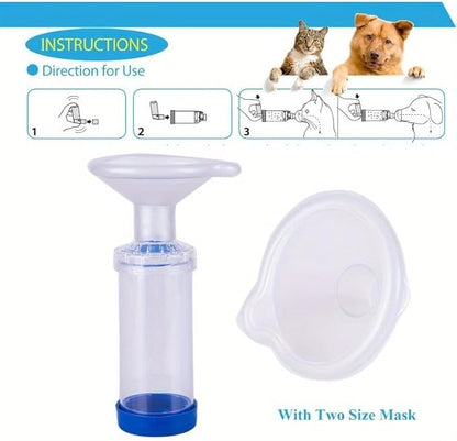 Pet Inhaler Spacer with Two Face Mask, Handheld Aerochamber for Dogs and Cats, Aero Chamber with Mask for Dogs and Cats, Dog and Cat Inhaler Spacer, Comfortable Face Mask (for Cats & Dogs Small)
