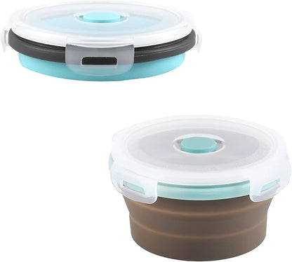 Luter 2 Pieces Collapsible Dog Bowls Silicone Food Water Travel Bowl with Lids Portable Expandable Pet Feeding Watering Cup Dish for Walking Kennels Camping 350ml (12x12x3cm) (Gray & Blue)…