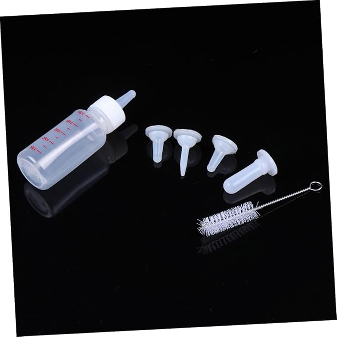 Toyvian 1Set Pet Nursing Bottle for Dogs and Cats Transparent Milk Feeder with Replacement Nipples Cleaning Brush for Pets Feeding