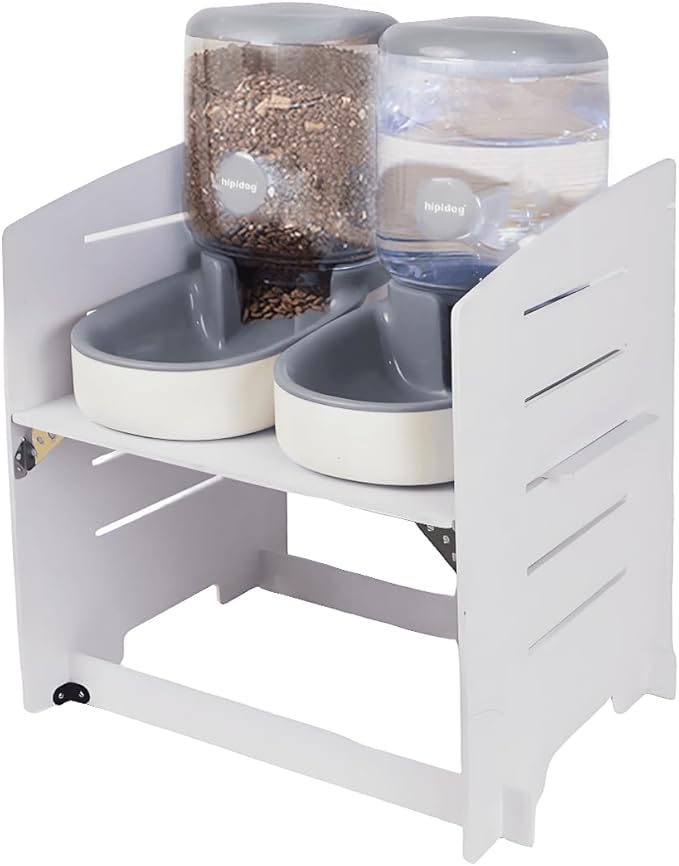 Elevated Gravity Pet Feeder & Water Dispenser Combo for Medium/Large/Senior Dogs - 4L/135oz Capacity, 5 Adjustable Height Settings, Cervical-Friendly Design Reduces Neck Strain
