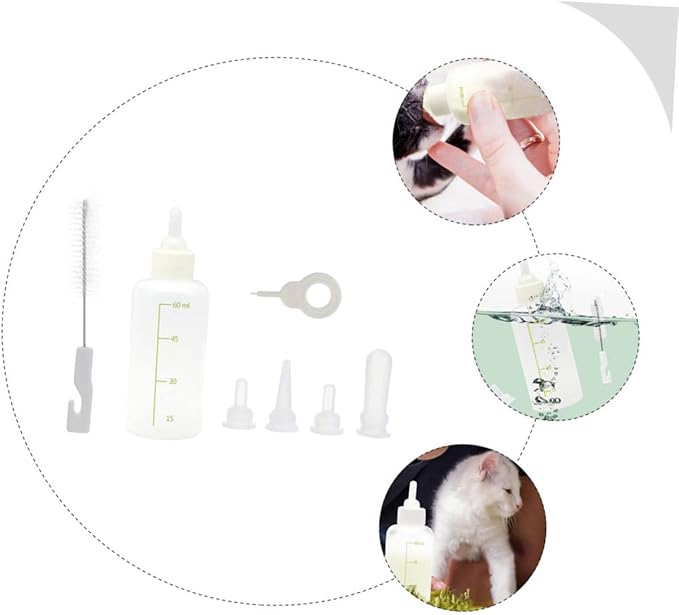 ibasenice Reusable Nursing Bottles for Cats Kitten Milk Bottle Set Puppy Milk Feeder 3 Pack