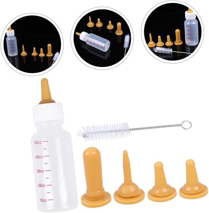1Set Pet Nursing Bottle Kit Small Puppy Kitten Feeding with Nipples Portable Food Grade Milk Feeder for Newborn Animals Durable Lightweight