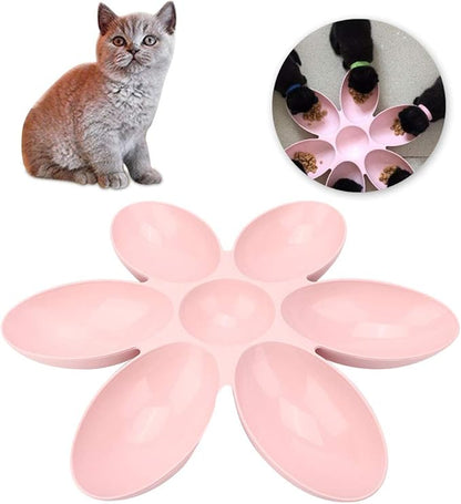 Pssopp Petal Bowl, 6-Petal Plastic Feeder, Easy to Use, Multi-Function, Space Saving, Stable Design