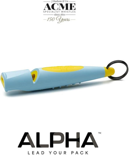 ACME Alpha 210.5 Professional Dog Training Whistle with Enhanced Ergonomic Grip. BPA-Free Plastic. 110 dBA. Standardized Frequency for Smaller Dogs. Weatherproof. Made in the UK (Baby Blue on Yellow)