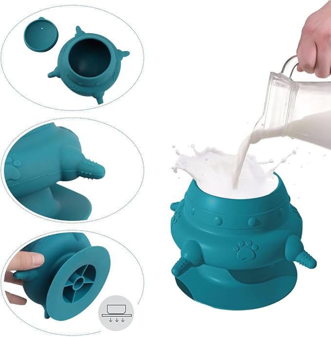 Puppy Milk Feeders Kitten Milk Feeders Bowl for Multiple Puppies Dog Automatic Feeder with 4 Teats Little Pets Food Water Feeding Station Silicone Nursing Feeder Bottle 230ml for Rabbit