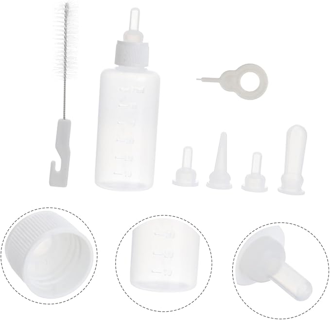WOONEKY 2sets Pet Nursing Bottle Set for Cats and Dogs Milk Feeder for Puppies and Kittens Easy to Use Safe for Pets Portable Design for Travel