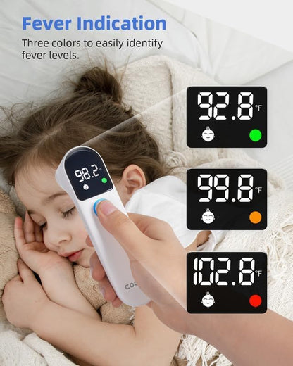 Digital Thermometer for Adults and Kids: Accurate Ear and Forehead Temperature Readings - Fever Alarm - Touchless Ideal for Babies Toddlers Infants Sensiors - Large LED Display - Home Use