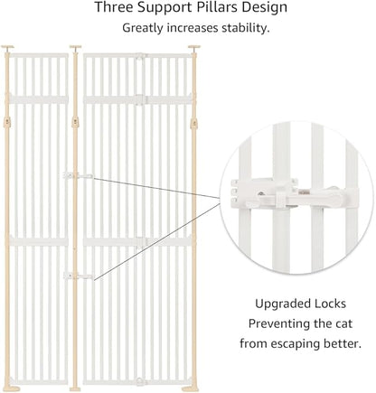 unipaws 86" High Extra Tall Cat Gate, Auto Closing and No Drilling Safety Gate for Doorway Hallway Stairs, Cat Dog Proof, Fit for 35"-51" Wide Opening, Indoor Use, White