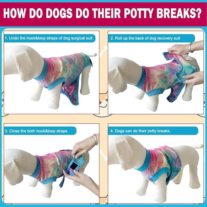 Dog Surgery Recovery Suit for Male Female, Spay Neuter Cone Alternative Surgical Onesie, Tie-dye Purple (Tie-dye Green, 3X-Large (Back 25.6'', Chest 28''-32''))