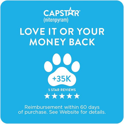 Capstar for Dogs (nitenpyram), Fast-Acting Oral Flea Treatment for Dogs Over 25+ lbs, Vet-Recommended Flea Medication Tablets Start Killing in 30 Minutes, 6 Doses