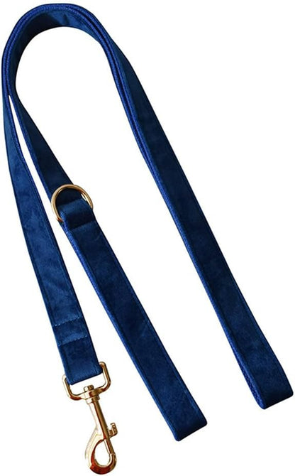 Love Dream Velvet Dog Collar and Leash Set, Soft & Comfy Adjustable Dog Leash and Collar with Heavy Duty Metal Buckle for Small Medium Large Dogs Training & Walking (XLarge, Royal Blue)