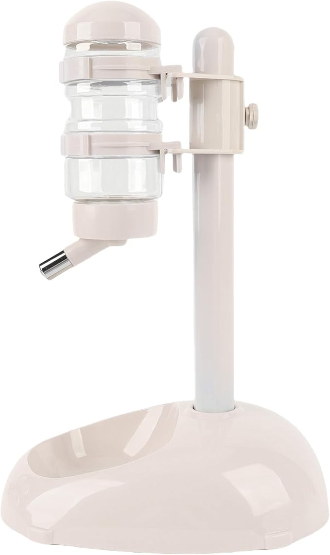Pet Standing Water Dispenser, Height Adjustable Automatic Water Feeder Food Feeder Bowl, 500ml Dog Water Bottle Dispenser, Dog Cat Feeding Water Bowl Set (Beige)