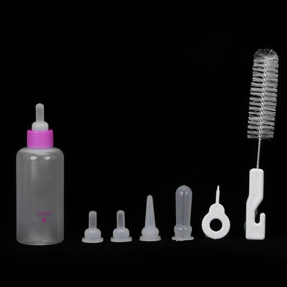 6PCS Set Pet Puppy Kitten Feeding Bottle, Small Dog Cat Milk Nursing Care Kit Liquid Feeding Supplies 60ml with Replacement Nipples