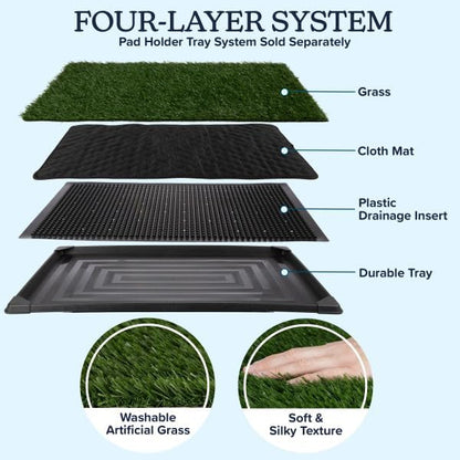 Artificial Grass Puppy Pee Pad for Dogs and Small Pets - Set of Three 35.5X23.5 Inch, Reusable 4-Layer Turf Pads for Dogs - Indoor and Outdoor Fake Grass Potty Pet Supplies by PETMAKER