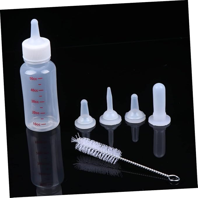 Toyvian 1Set Pet Nursing Bottle for Dogs and Cats Transparent Milk Feeder with Replacement Nipples Cleaning Brush for Pets Feeding