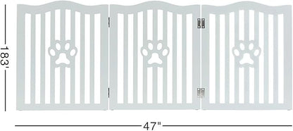 Pet Gate, Wooden Free Standing Dog Gate for Small Dogs and Cats. Great Folding Fence for Doorways, Halls, Stairs. Grey