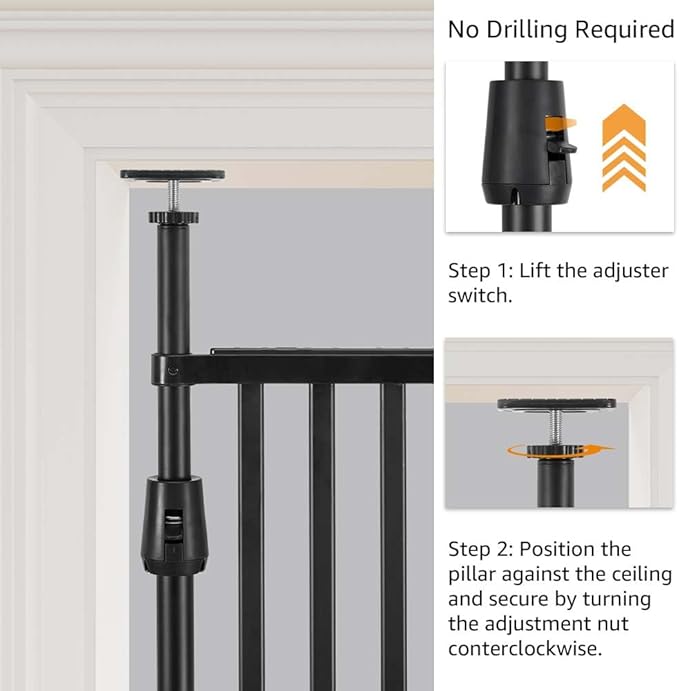 unipaws 75" High Extra Tall Cat Gate, Auto Closing and No Drilling Safety Gate for Doorway Hallway Stairs, Cat Dog Proof, Fit for 21"-34" Wide Opening, Indoor Use, Black