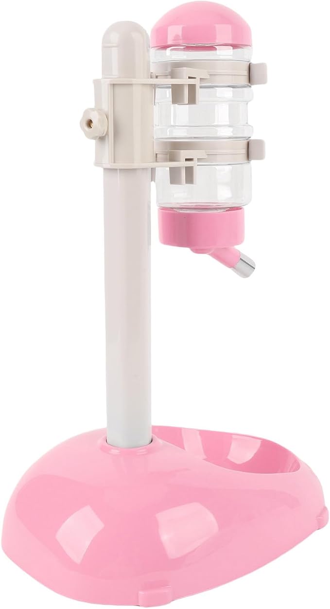 Zopsc Pet Adjustable Height Standing Water Dispenser for Puppies, Smart Feeder for Dogs and Cats, Easy to Clean Bowl for Healthy Pets (Pink)