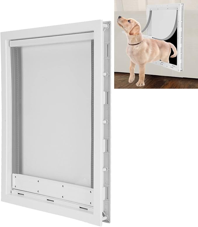 Haofy Large Pet Door for Big Dogs Easy Installation Wall Mounted Dog Door with Automatic Close Magnet Detachable Locking Panel for Secure Pet Entry Exit for House Garage Fence Indoor (White)