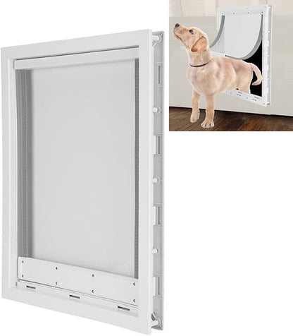 Large Pet Door for Dogs Easy Installation Wall Entry Dog Fence for Large and Mediumsized Pets with Magnetic Flap for Home Use, White, 19.7x14.0x2.2 (White)