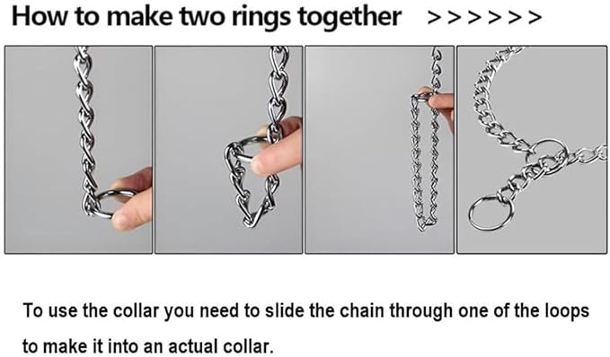 Gold Choke Chain for Dogs, Metal Slip Link Training Heavy Duty Dog Choker Collar Puppy Collars for XXS XS Small Medium Large Big XL Breed Dogs, M