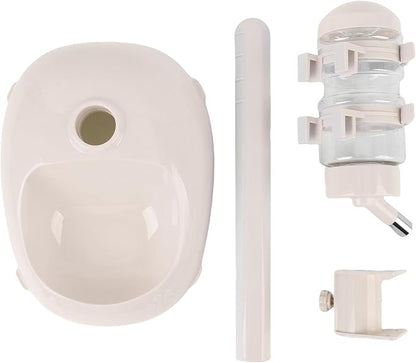 Zopsc Pet Adjustable Height Standing Water Dispenser for Puppies, Smart Feeder for Dogs and Cats, Easy to Clean Bowl for Healthy Pets (Creamy White)