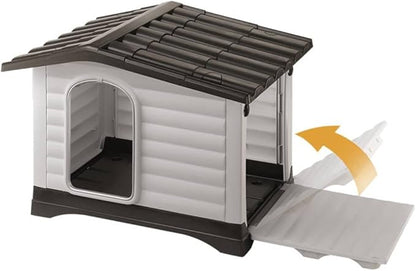 Ferplast Outdoor Kennel, Dog House DOGVILLA 90 in Resistant Thermoplastic Resin, Opening Side Panel