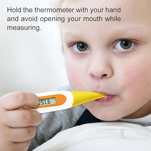 Easy@Home Digital Oral Thermometer for Fever Adults: Rectal, Underarm & Mouth, Accurate & Fast, Body Medical Temperature Thermometer for Baby Kids & Adult, EMT-021N-Yellow