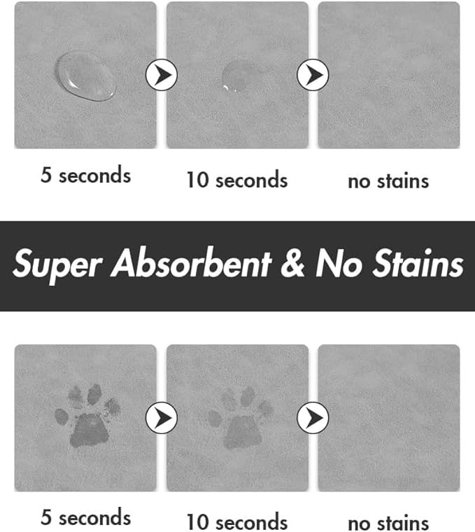 Absorbent Dog Water Mat-Dog Mat for Food and Water Bowl, Quick Dry Pet Feeding Mat, No Stains Dog Food mat, Dog Accessories Pet Supplies Mat-Dog Water Bowl Mat for Messy Drinkers