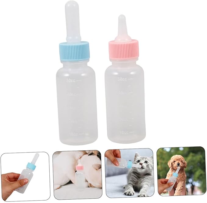 2pcs Small Animal Milk Feeder Bottles Puppy Kitten Nursing Kit for Newborn Pets Easy to Use Feeding for Kittens Puppies and Small Animals