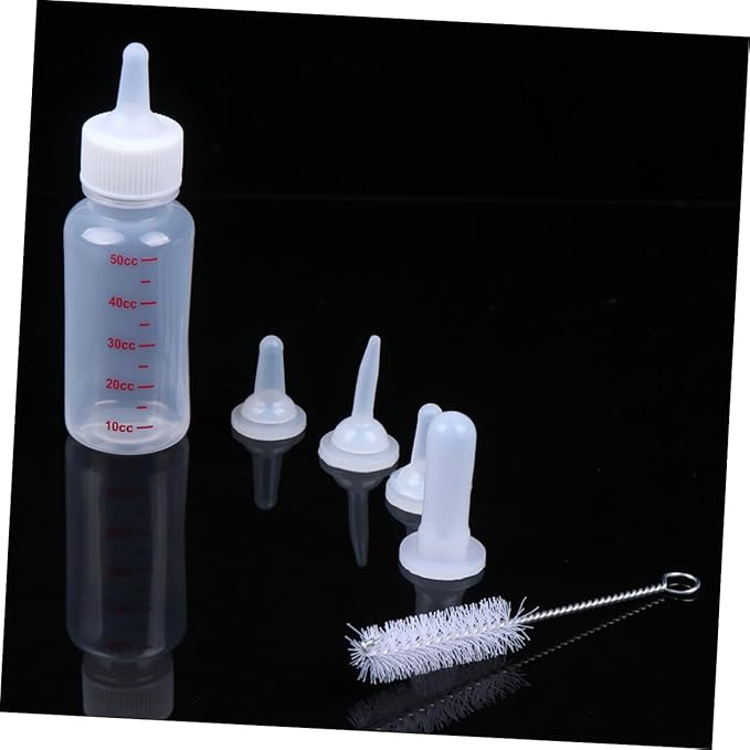 Toyvian 1Set Pet Nursing Bottle for Dogs and Cats Transparent Milk Feeder with Replacement Nipples Cleaning Brush for Pets Feeding