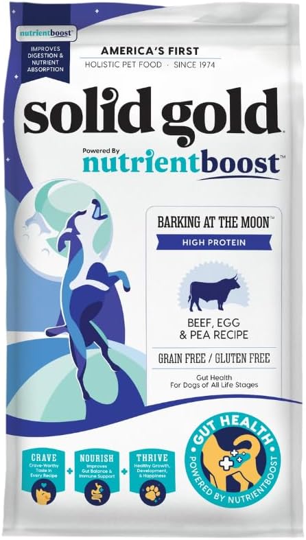 Solid Gold High Protein Dog Food Dry Dog Kibble - Premium Beef Protein & Digestive Probiotics for Energy, Muscle, Gut & Immune Support - Healthy Grain & Gluten Free Dogfood - Nutrientboost - 3.75 LB