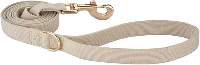 Soft Cotton Dog Leash, 5 Ft Heavy Duty Corduroy Dog Leashes with Gold Metal Hook for Small Medium Large Dogs,Medium,White