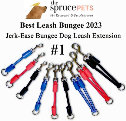 BUNGEE DOG LEASH EXTENSION – Patented Shock Absorber Attachment Protects You and Your Dogs – Works with ANY Leash & Collar or Harness – a MUST for Retractable Leashes – PICK SIZE/COLOR BELOW