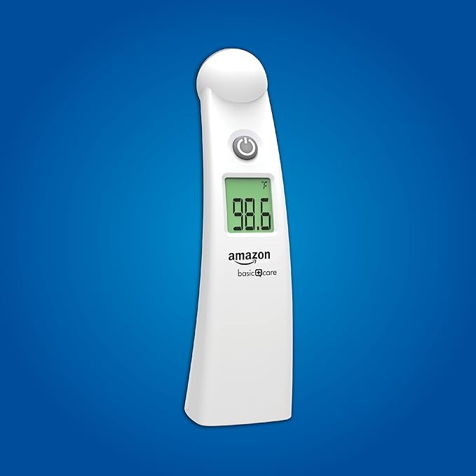 Amazon Basic Care Temple Touch Digital Thermometer, White (Pack of 2)