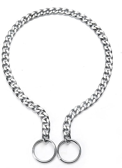 Silver Dog Chain Collars for Medium Dogs, Training Slip P Metal Link Duty Martingale Collar for XS Small Medium Large Breed Dogs,M