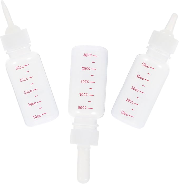 3Pcs PET Feeding Bottles for Small Animals Portable Plastic Milk Bottle Set Flow Nipples for Kittens Puppies and Small Pets